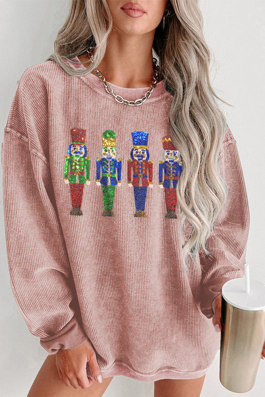 Women's Corded Sequined Nutcracker Sweatshirt RTS