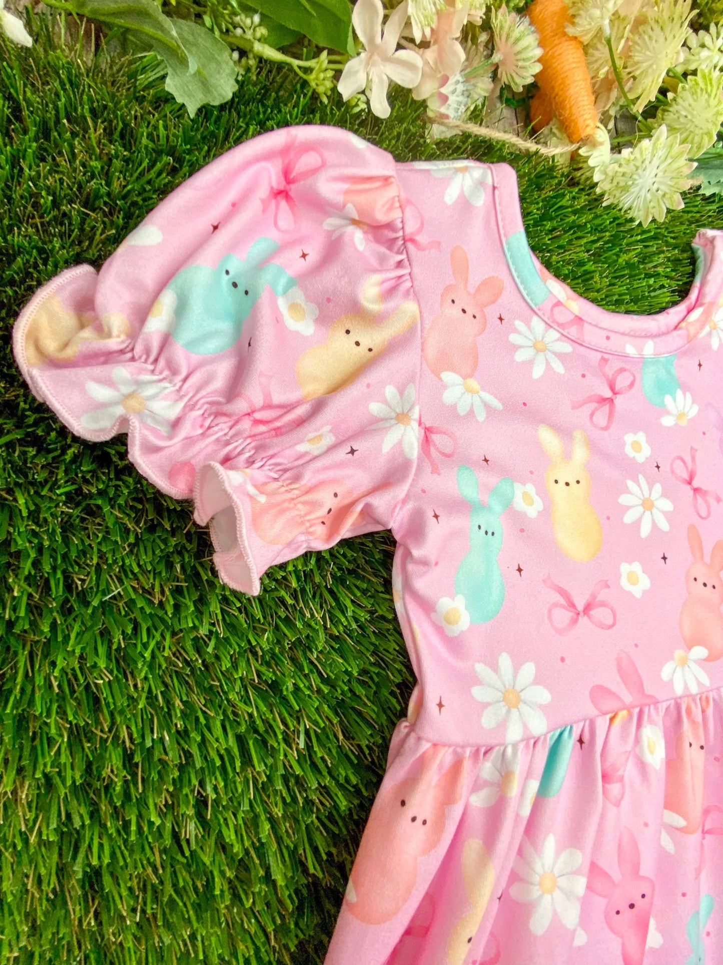 Girls Pastel Easter Bunny Print Twirl
