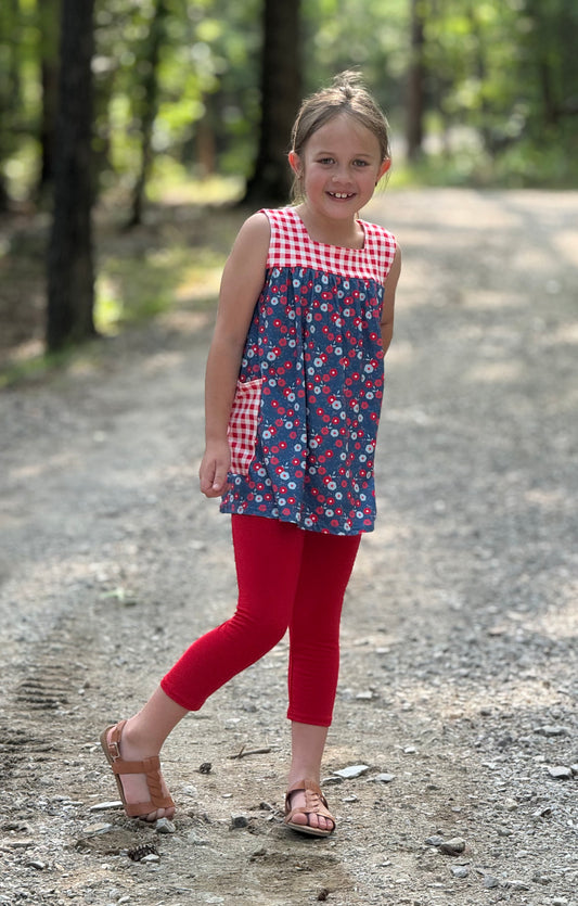 Girls Americana Red White and Blue Capri Set
