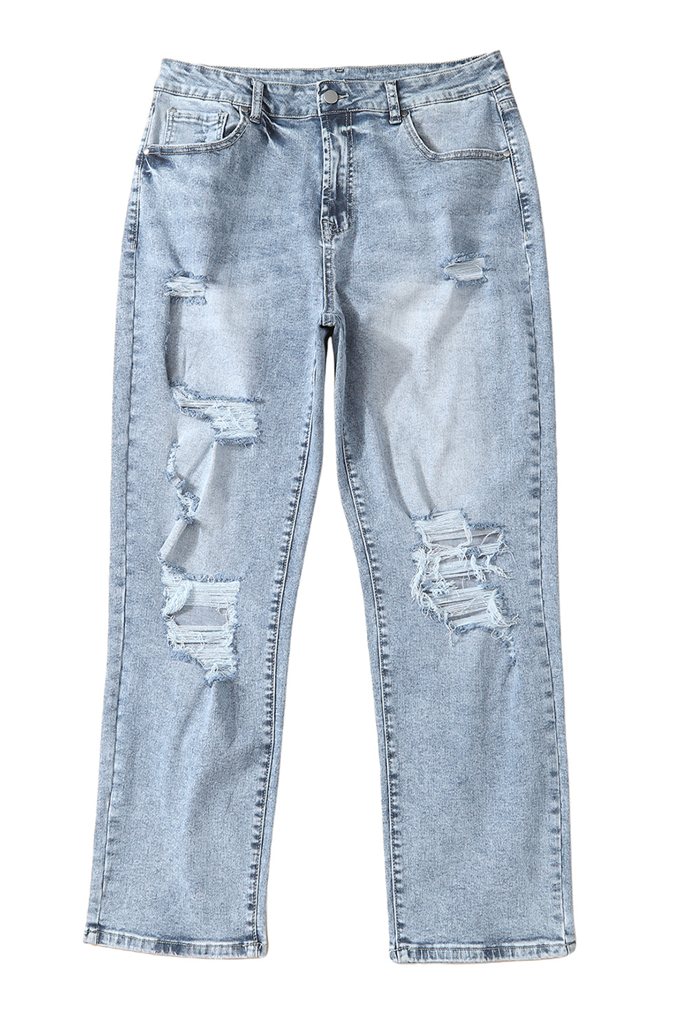 Women’s Delilah Light Wash Frayed Hem Destructed Slim Jeans