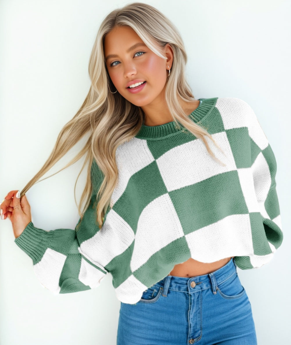 Women’s Checkered Oversized Sweater