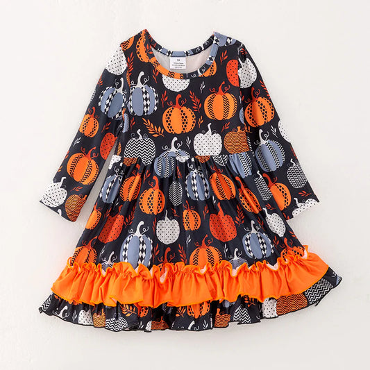 Pre-order Black Pumpkin Print Dress