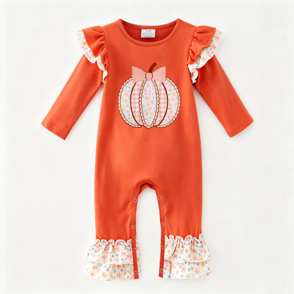 Pre-order Fall Pumpkin Applique Romper