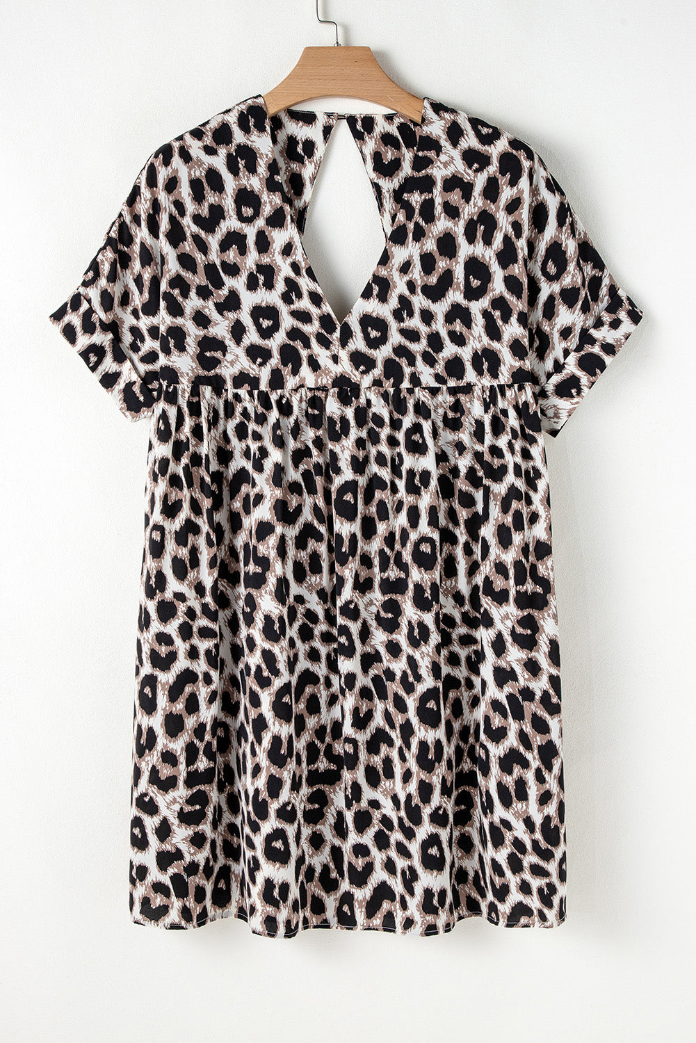 Women’s Leopard Keyhole Back Babydoll Dress