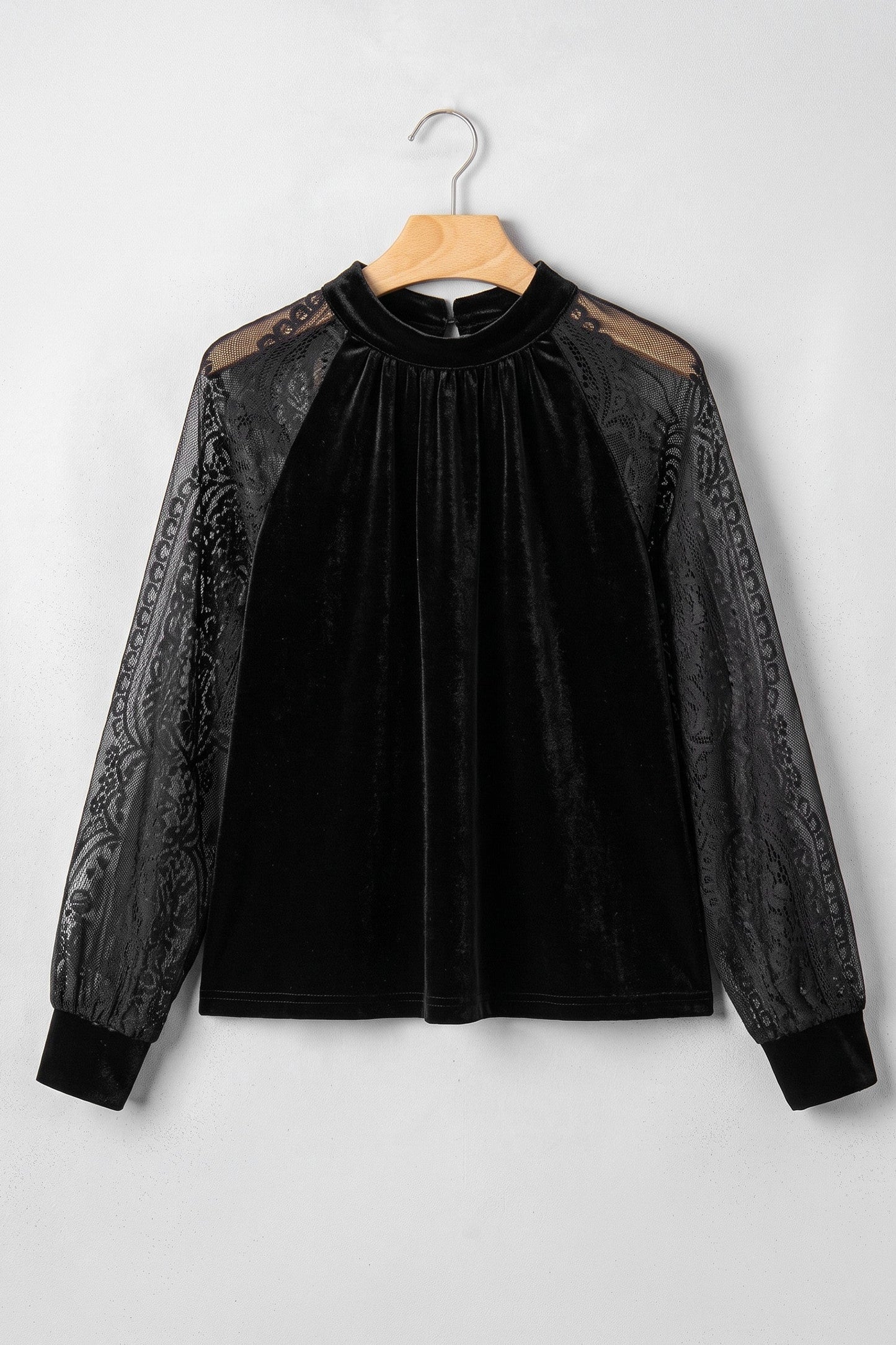 Pre-order Black Lace Velvet Blouse