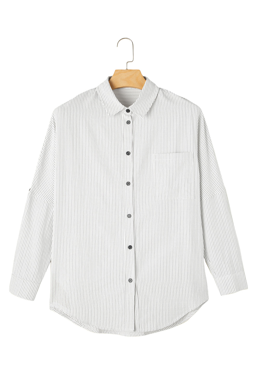 Women’s Striped Pocketed Tunic Button Up Shirt