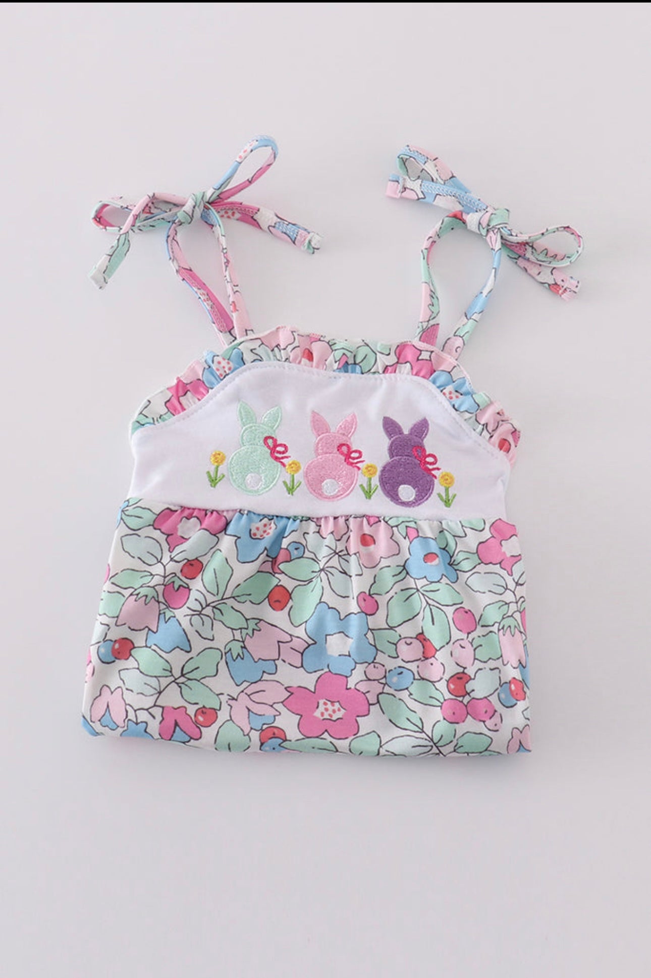 Girls Floral Bunny Embroidery Bubble