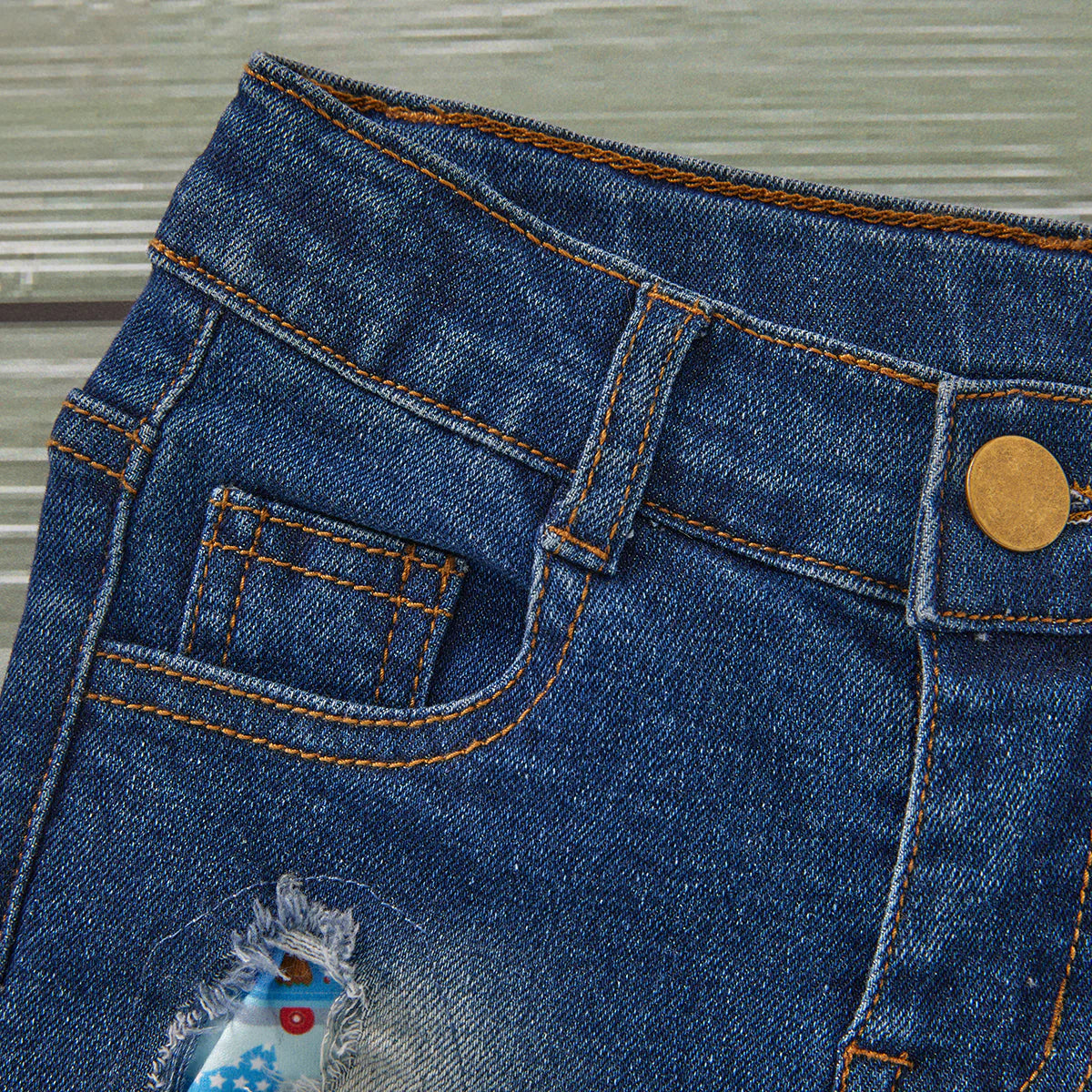 Girls Red, White, & Blue Crew Denim Set