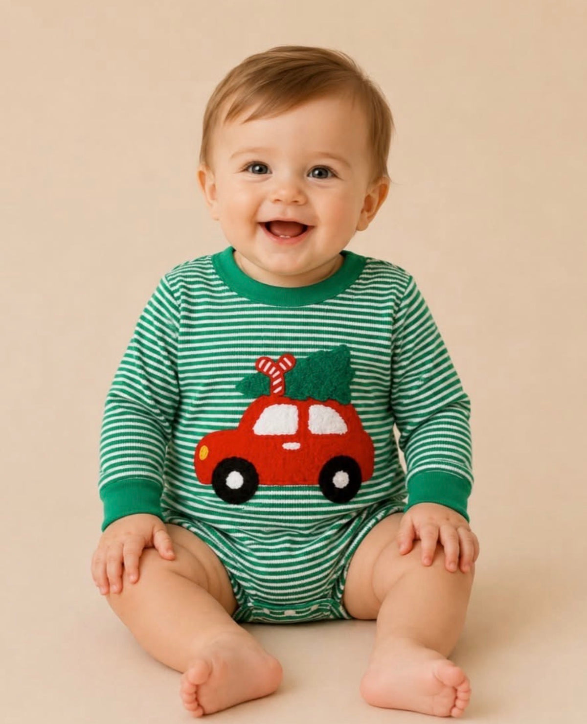 Boys Driving Home For Christmas Baby Romper
