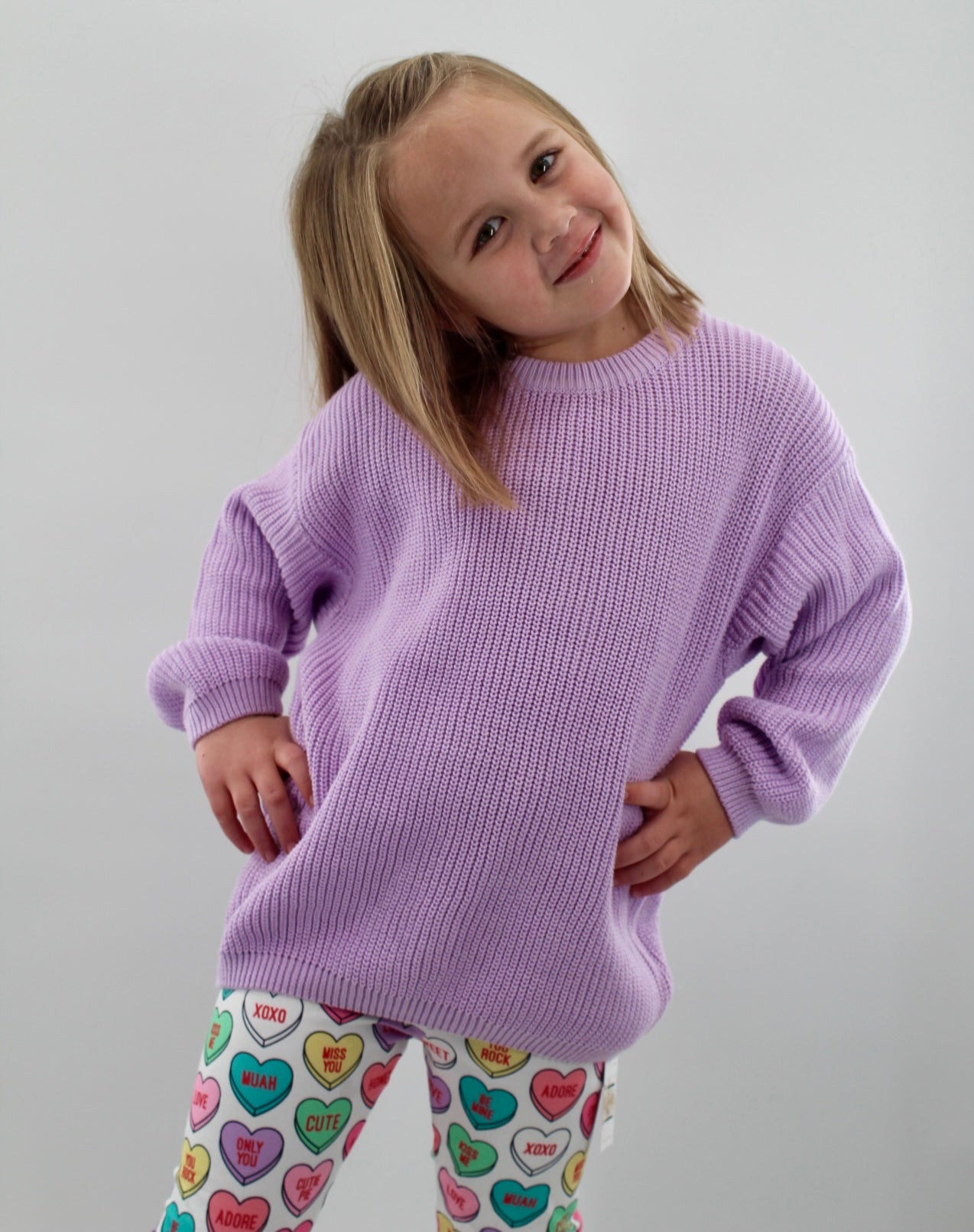 Girls Oversized Purple Sweater
