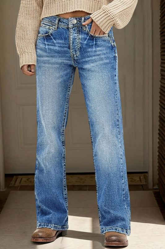 Pre-order Acid Wash Straight Leg Jeans