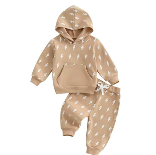 Boys Tan Lightning Bolt Set