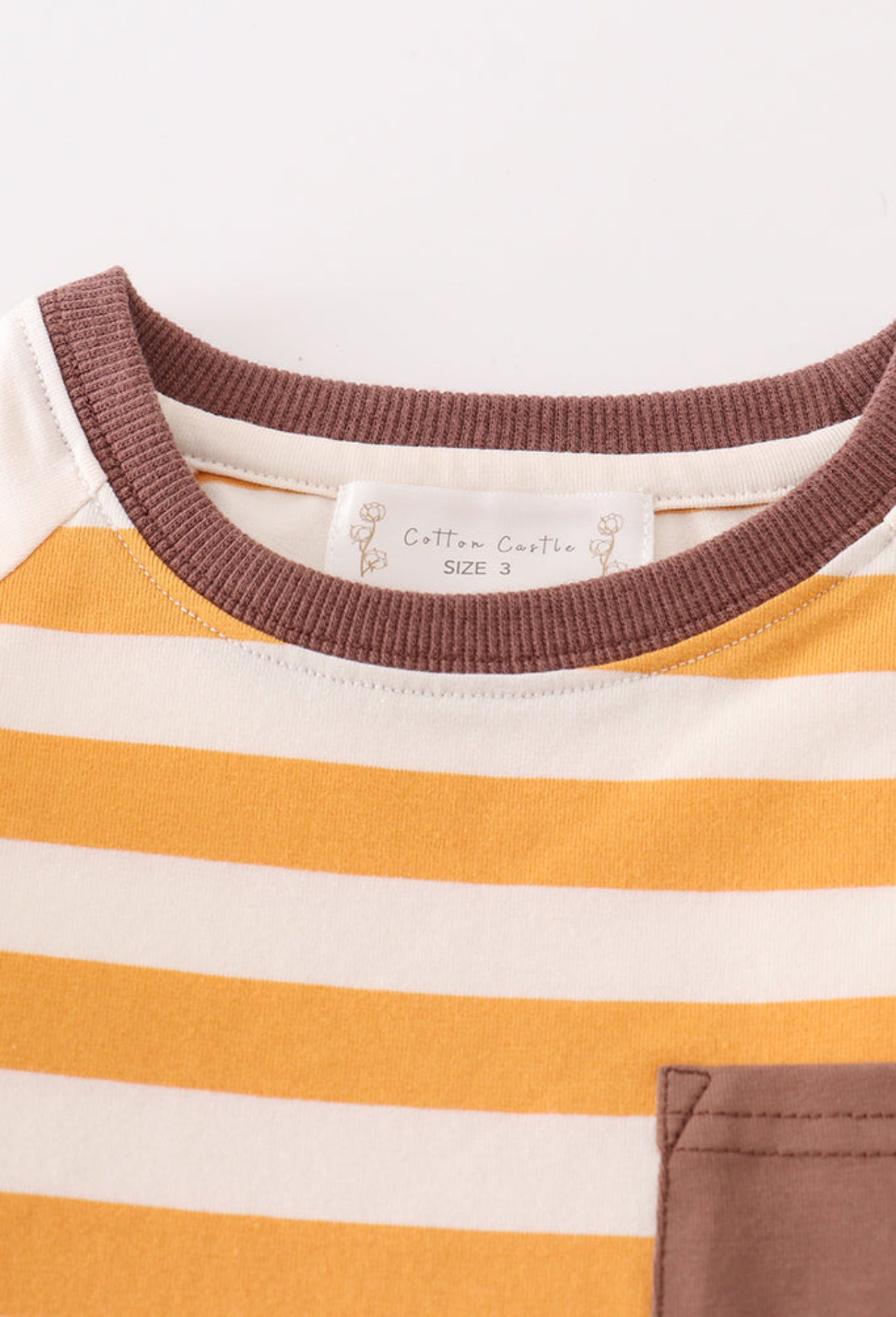 Boys Brown Stripe Pocket Tee