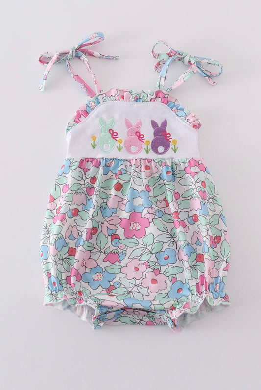 Girls Floral Bunny Embroidery Bubble