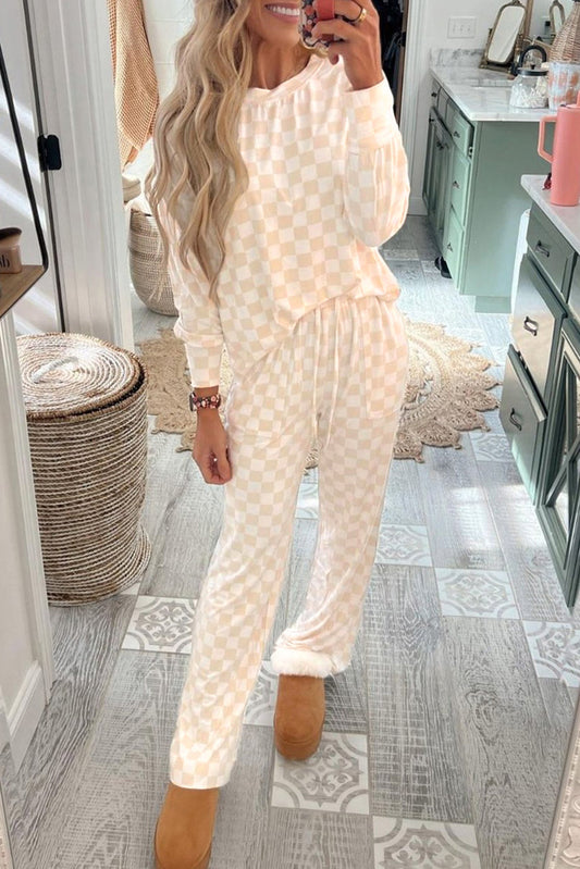 Pre-order Beige Checkered Lounge Set August