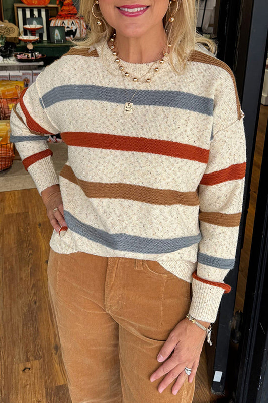 Pre-order Beige Stripe Knit Sweater FB