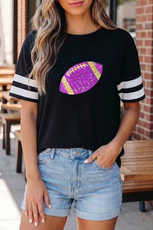 Pre-order Black Football Glitter Shirt
