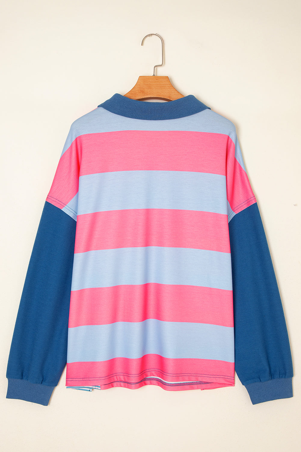 Women's Blue Stripe Colorblock Plus Pullover