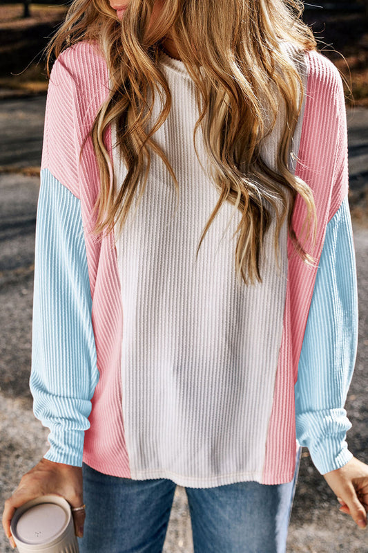 Pre-order Blue Colorblock Corded top October