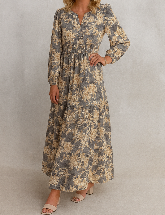 Women’s Blue Floral Smocked Maxi RTS