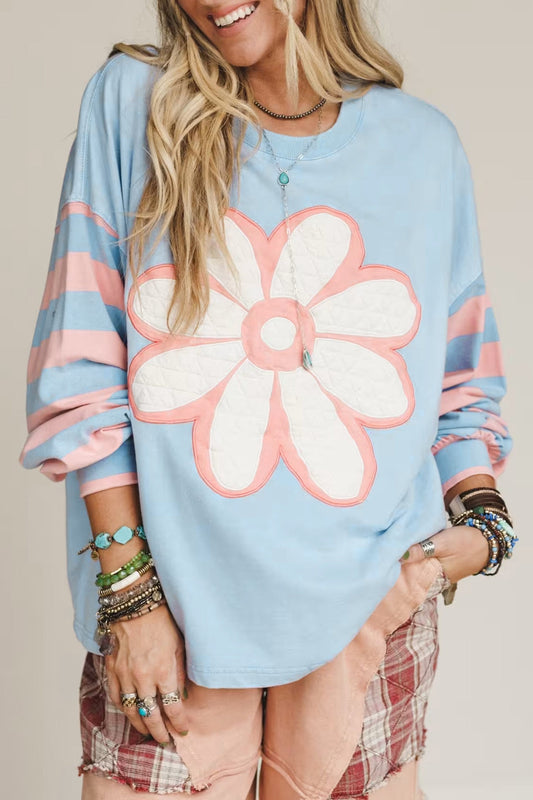 Pre-order Blue Flower Patch Top FB