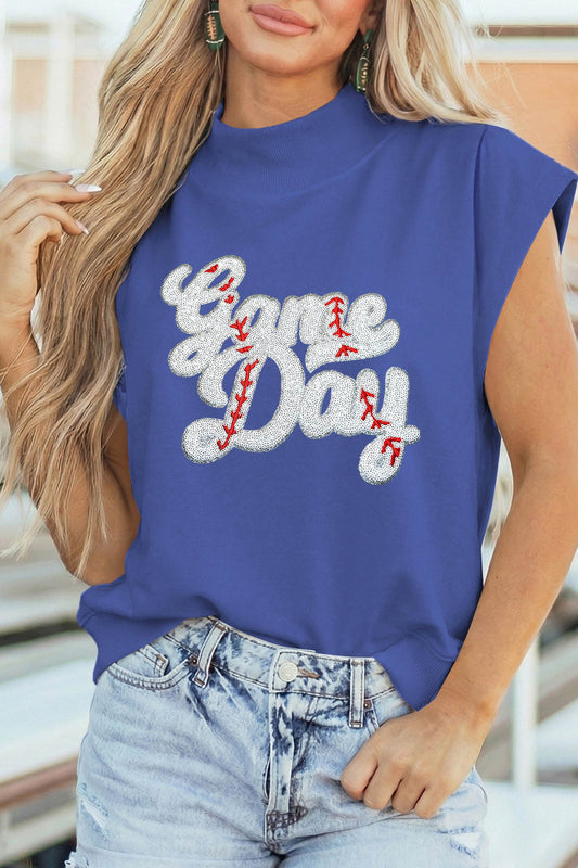 Pre-order Blue Sequin Game Day Top