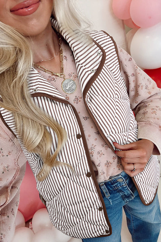 Pre-order Stripe Snap Button Vest *TWO COLORS*  LT