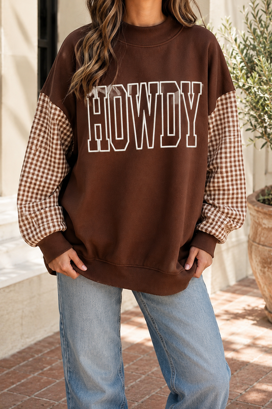 Pre-order Brown HOWDY Embroidered Sweatshirt