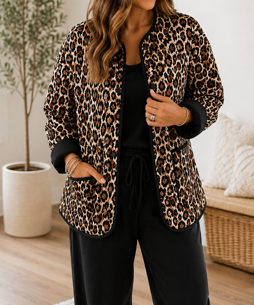 Pre-order Brown Leopard Quilted Jacket