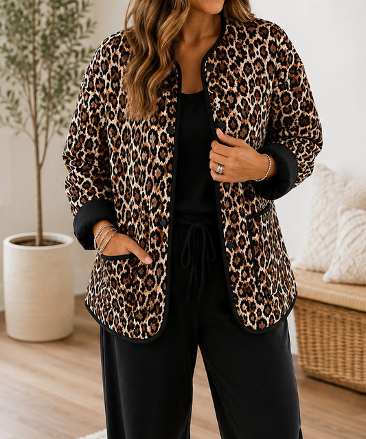 Pre-order Brown Leopard Quilted Jacket