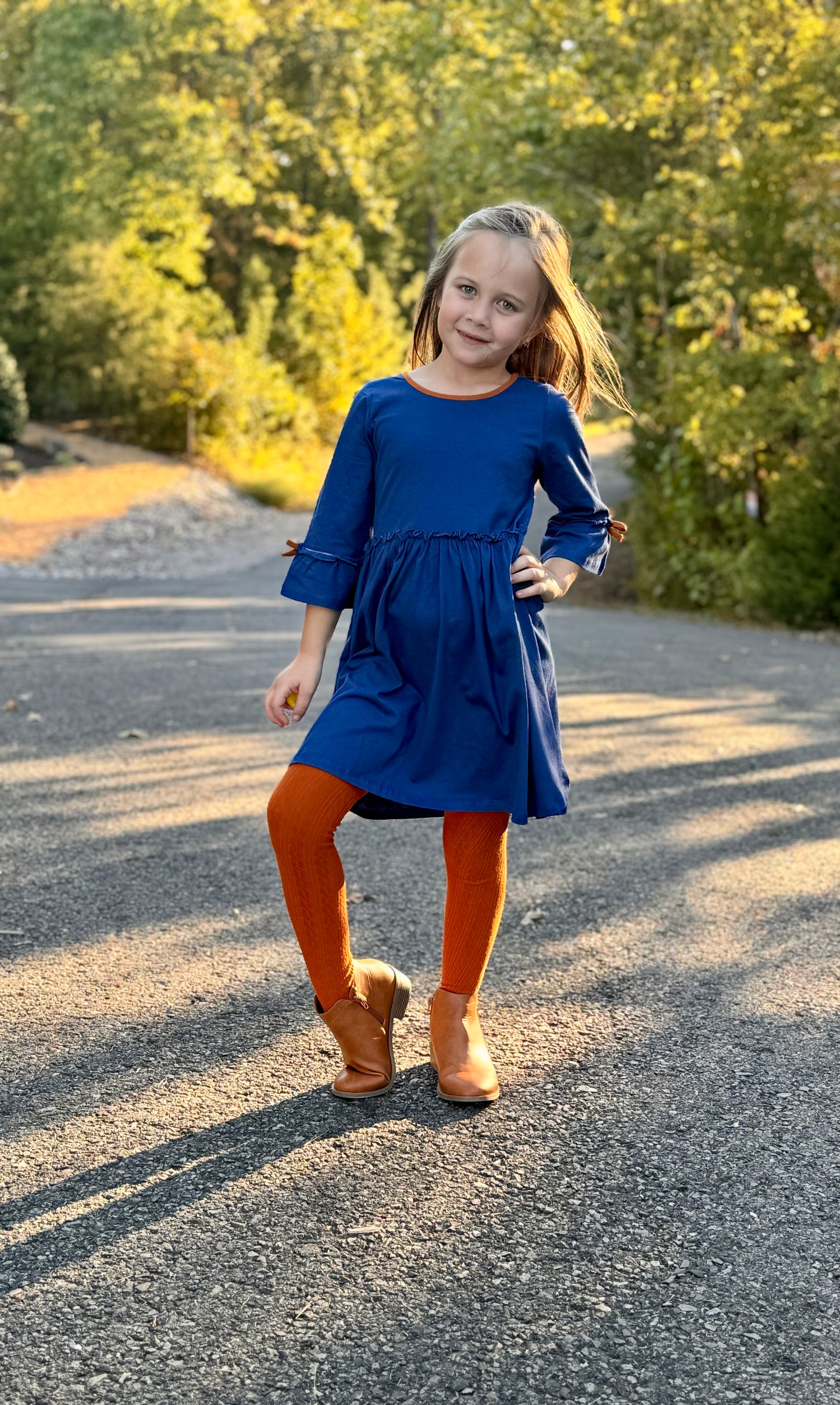 Girls Pumpkin Spice Knit Tights