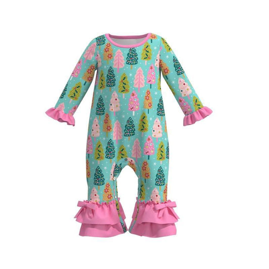 Girls Pink Christmas Romper