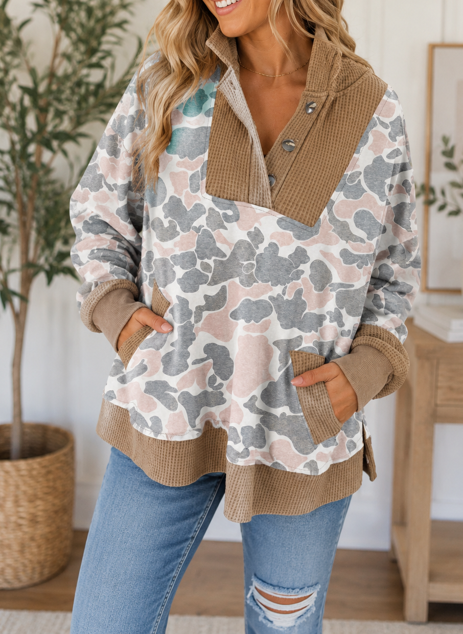 Pre-order Camo Waffle Knit Plus Hoodie