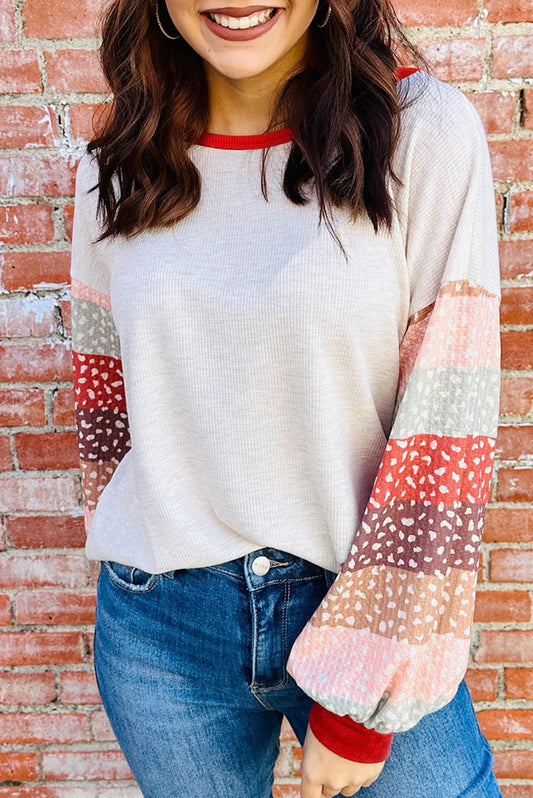 Pre-order Contrast Leopard Loose Pullover