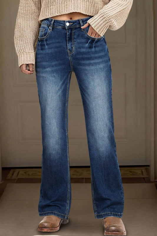 Pre-order Dark Acid Wash Straight Jeans