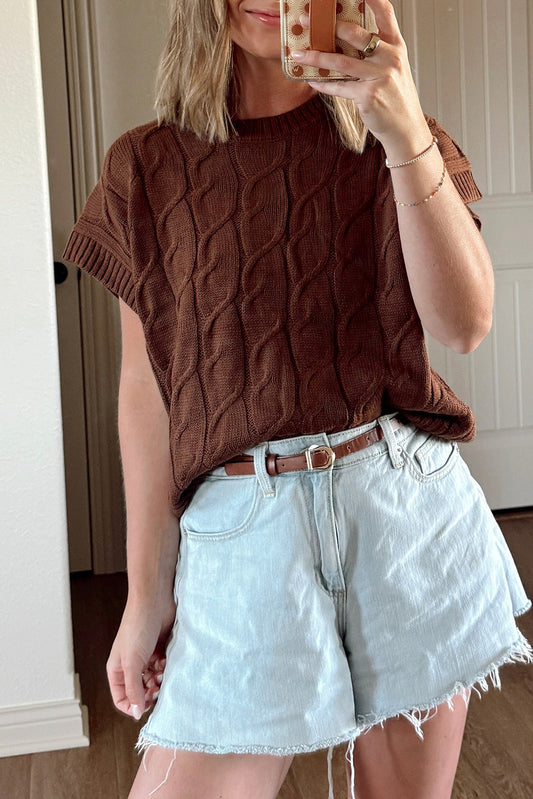 Pre-order Dark Brown Cable Sweater August