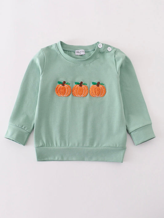 Boys Sage Pumpkin French Knot Top