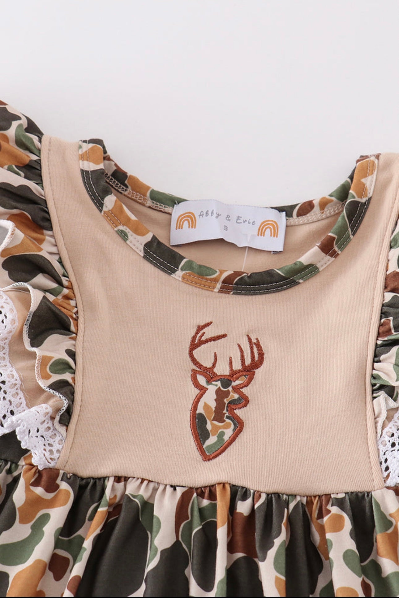 Girls Camouflage Deer Applique Dress