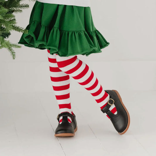 Girls Peppermint Stripe Knit Tights