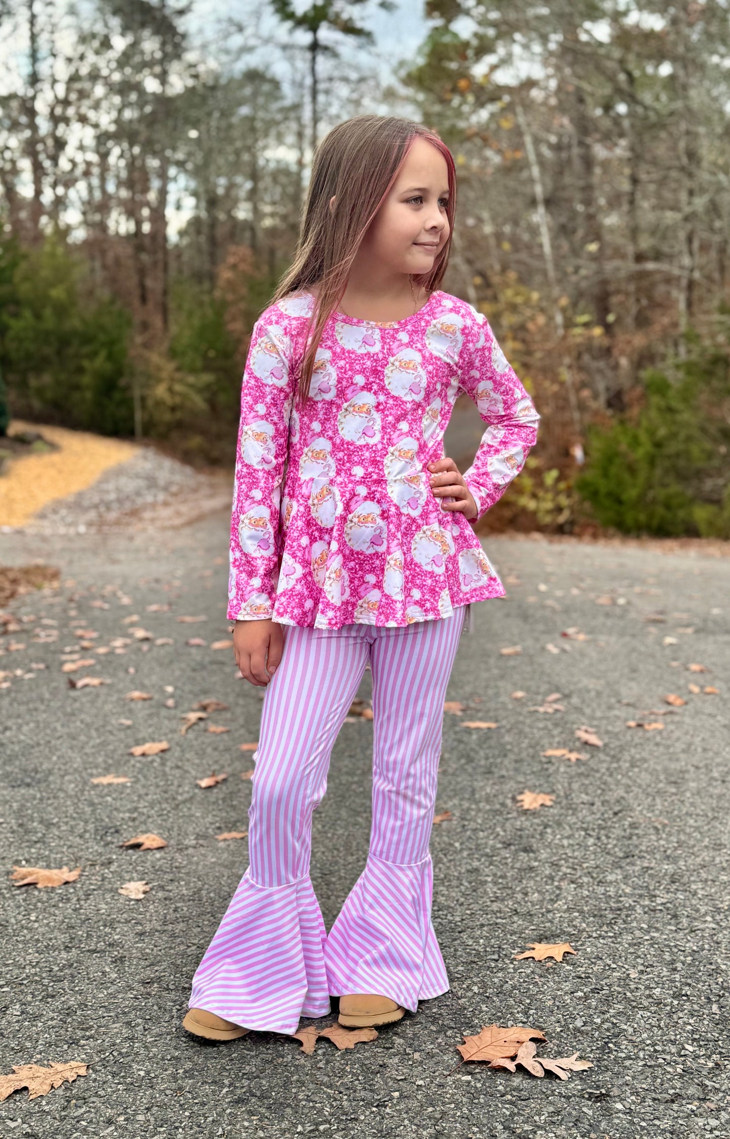 Girls Pink Santa Peplum