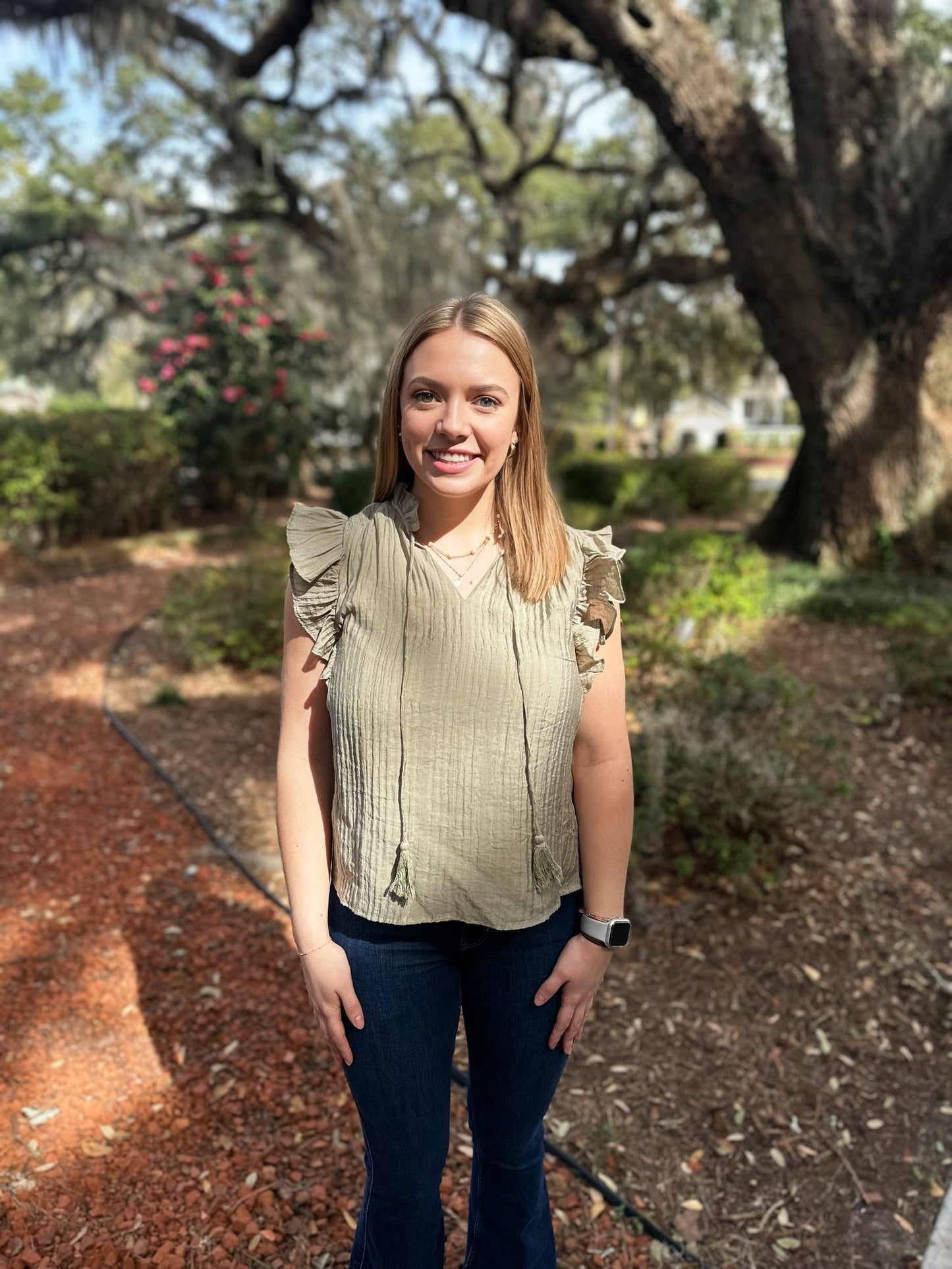 Women's Green V-neck Top