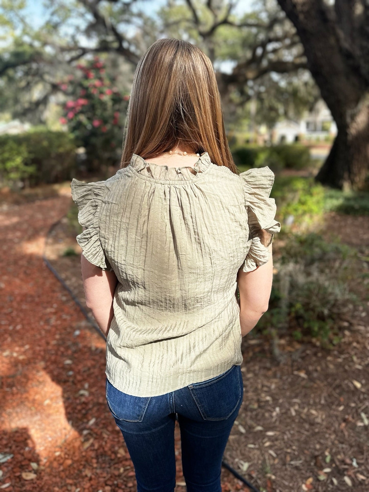 Women's Green V-neck Top