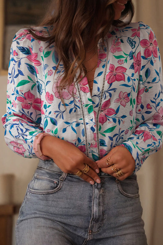 Pre-order Floral Lace Button Up Blouse August