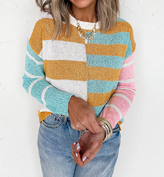 Pre-order Gold Colorblock Sweater August
