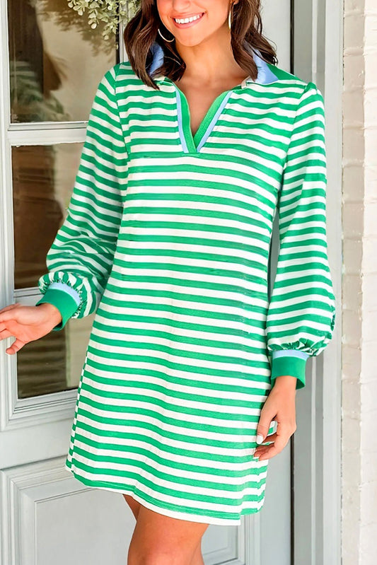 Pre-order Green Contrast Collar Dress August