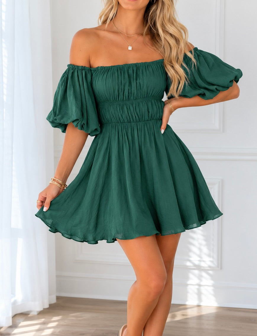 Pre-order Green Bubble Sleeve Dress