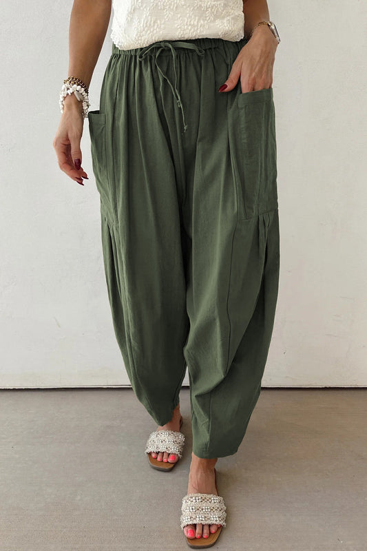 Pre-order Green Elastic Casual Pants FB