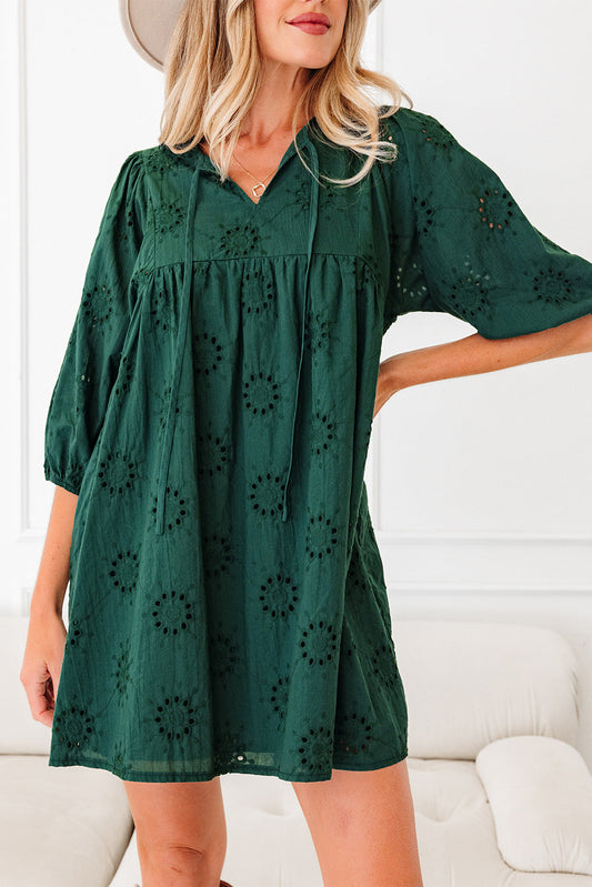 Pre-order Green Eyelet Mini Dress October