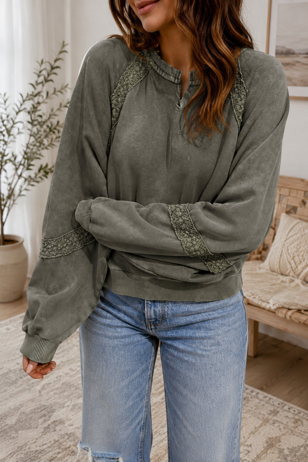 Pre-order Green Lace Mineral Wash Sweatshirt