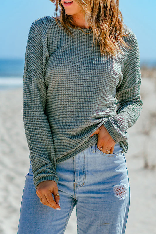 Pre-order Green Waffle Knit Top August